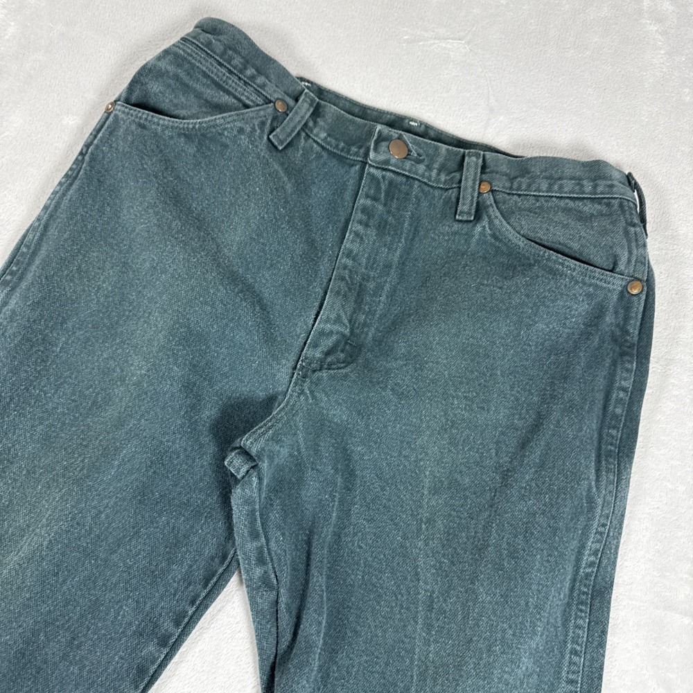 Vintage Wrangler 13MWZMT Green Jean Men 34X30 (32X29)Cowboy Cut USA Made 90s 80s